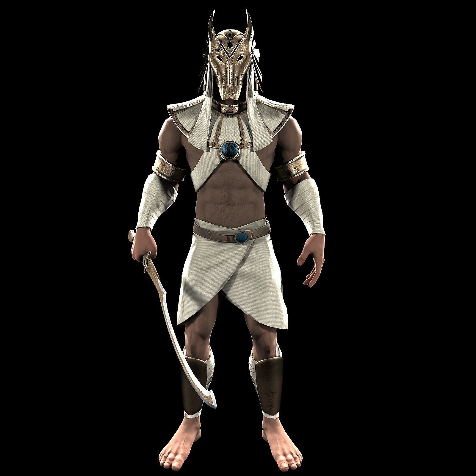Egypt Warrior Low-poly 3D model_1