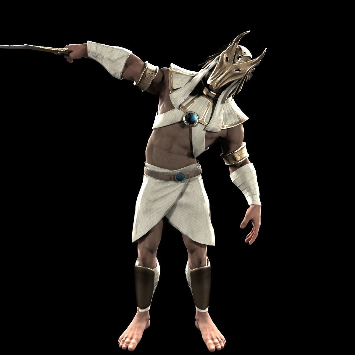 Egypt Warrior Low-poly 3D model_5