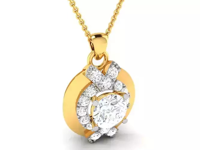 Women solitaire pendant 3dm stl render detail 3D print model