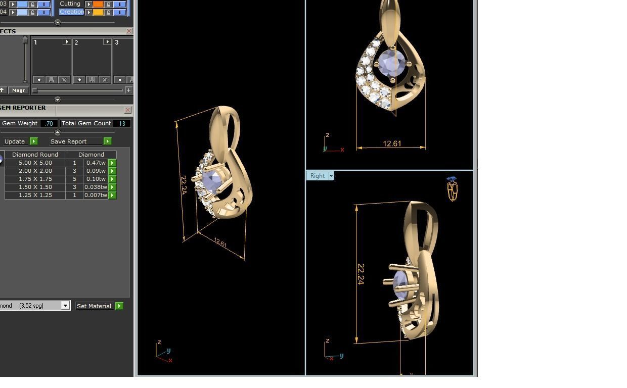 Women solitaire pendant 3dm stl render detail 3D print model 3D print model_6