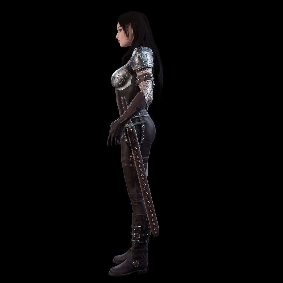 3D Warrior Female model Low-poly 3D model_20