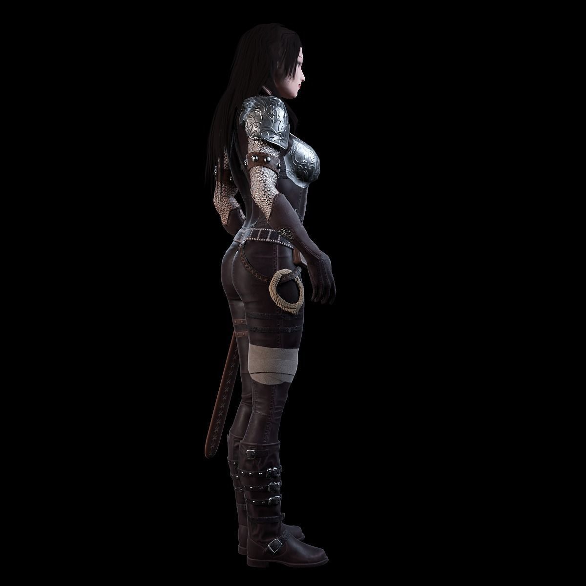 3D Warrior Female model Low-poly 3D model_18