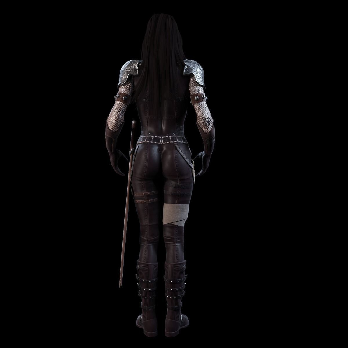 3D Warrior Female model Low-poly 3D model_19