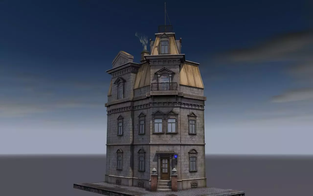 A building with a police station 3D model