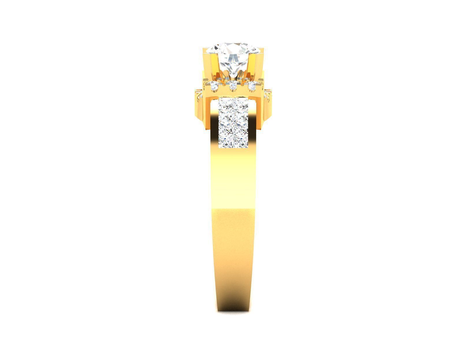Women solitaire ring 3dm stl render detail 3D print model 3D print model_4
