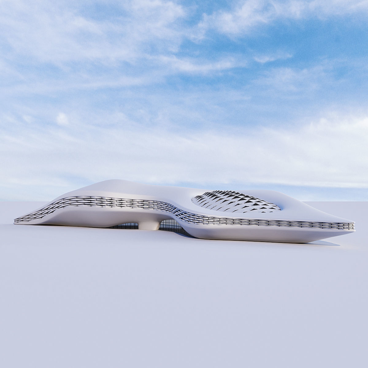 Futuristic building 8 3D model_1