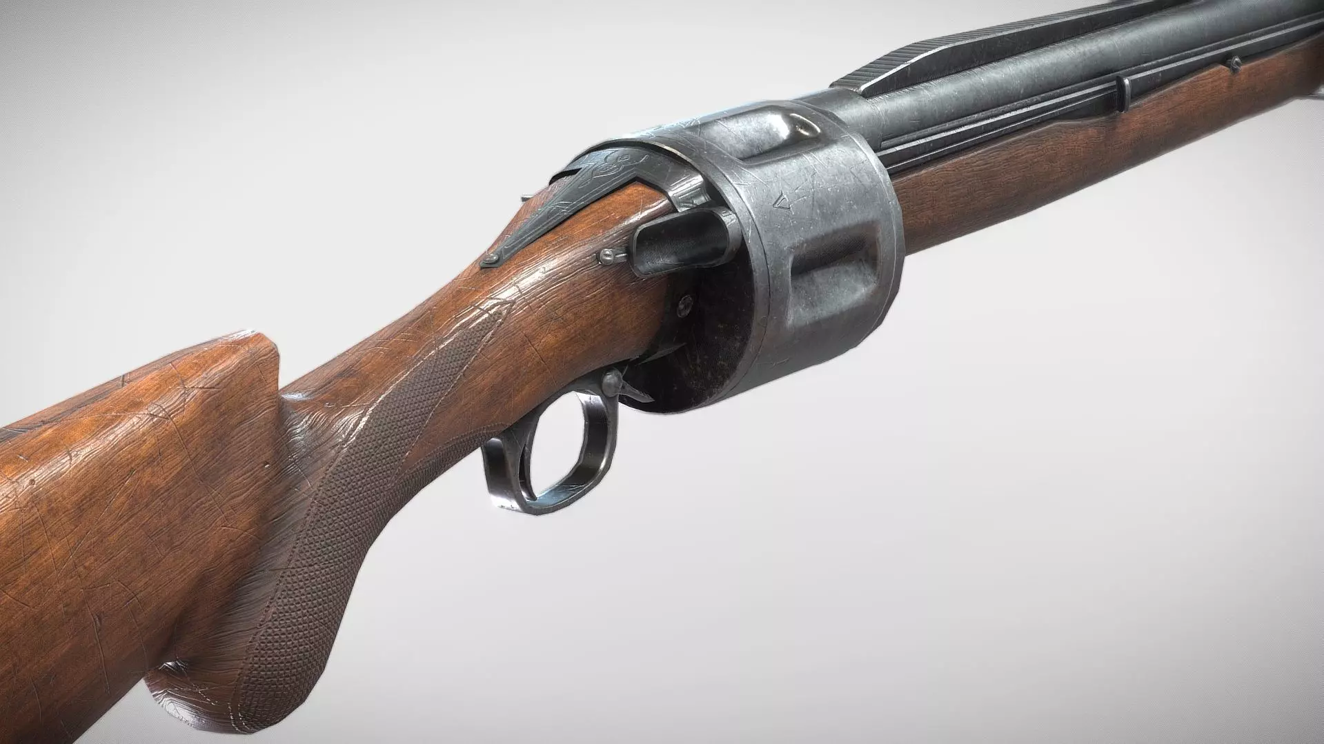 Becker Revolving Shotgun Low-poly 3D model_0