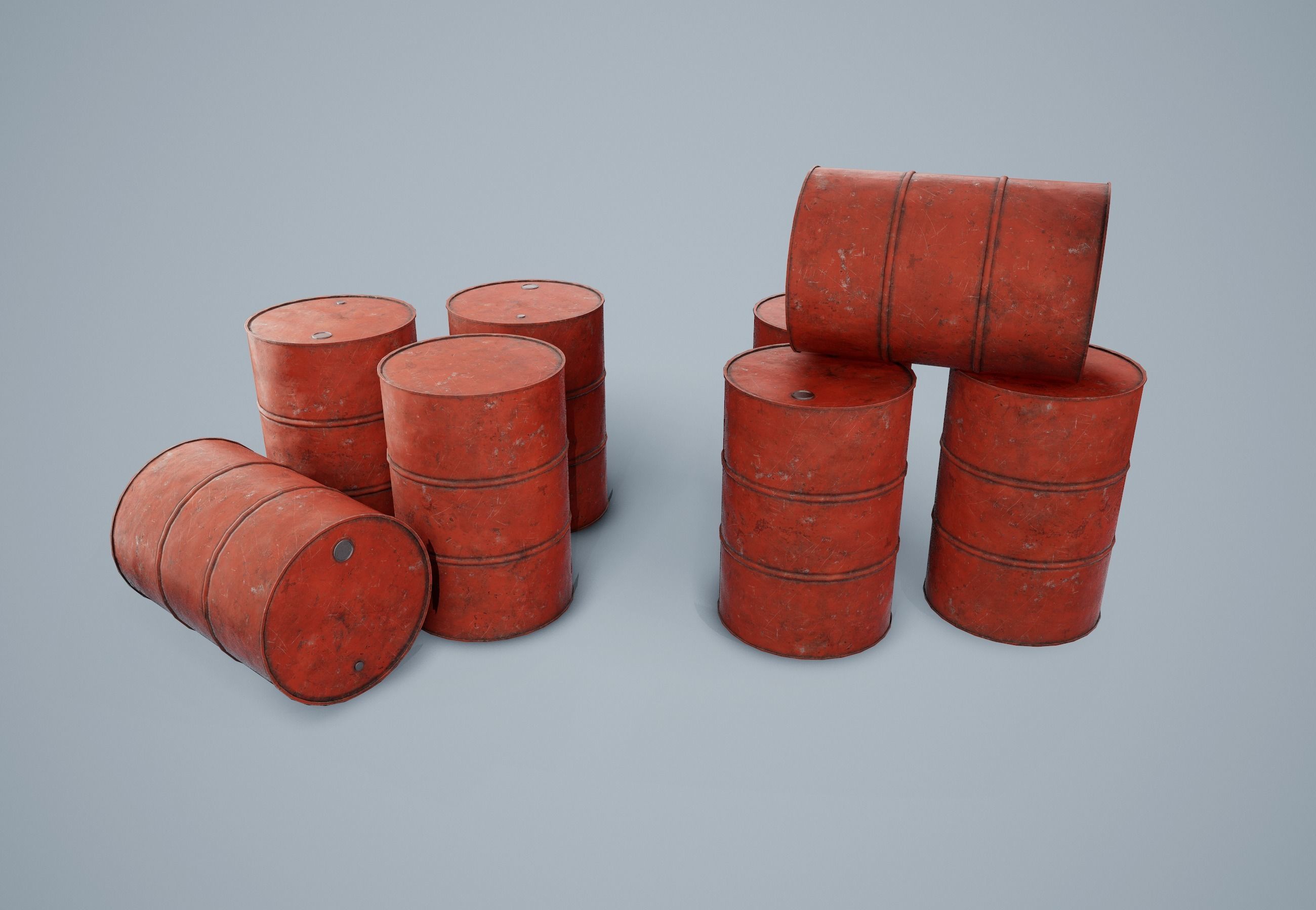 Oil Drum PBR Game Ready Low-poly 3D model_7