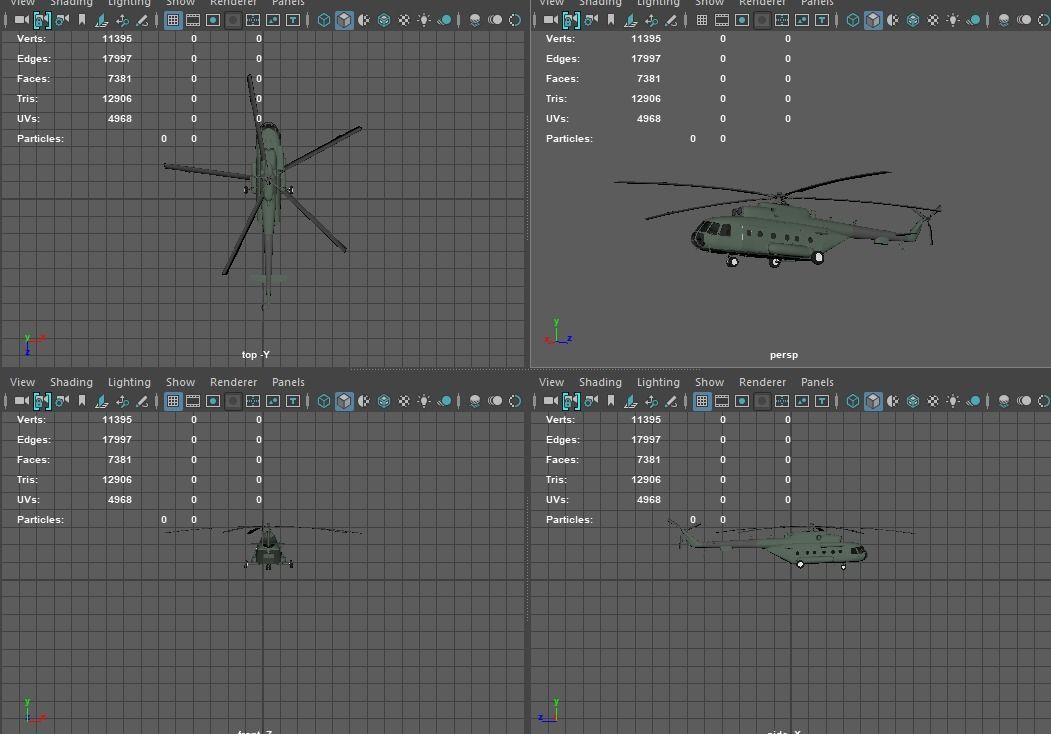 Mi-17 Helicopter Low-poly 3D model_1