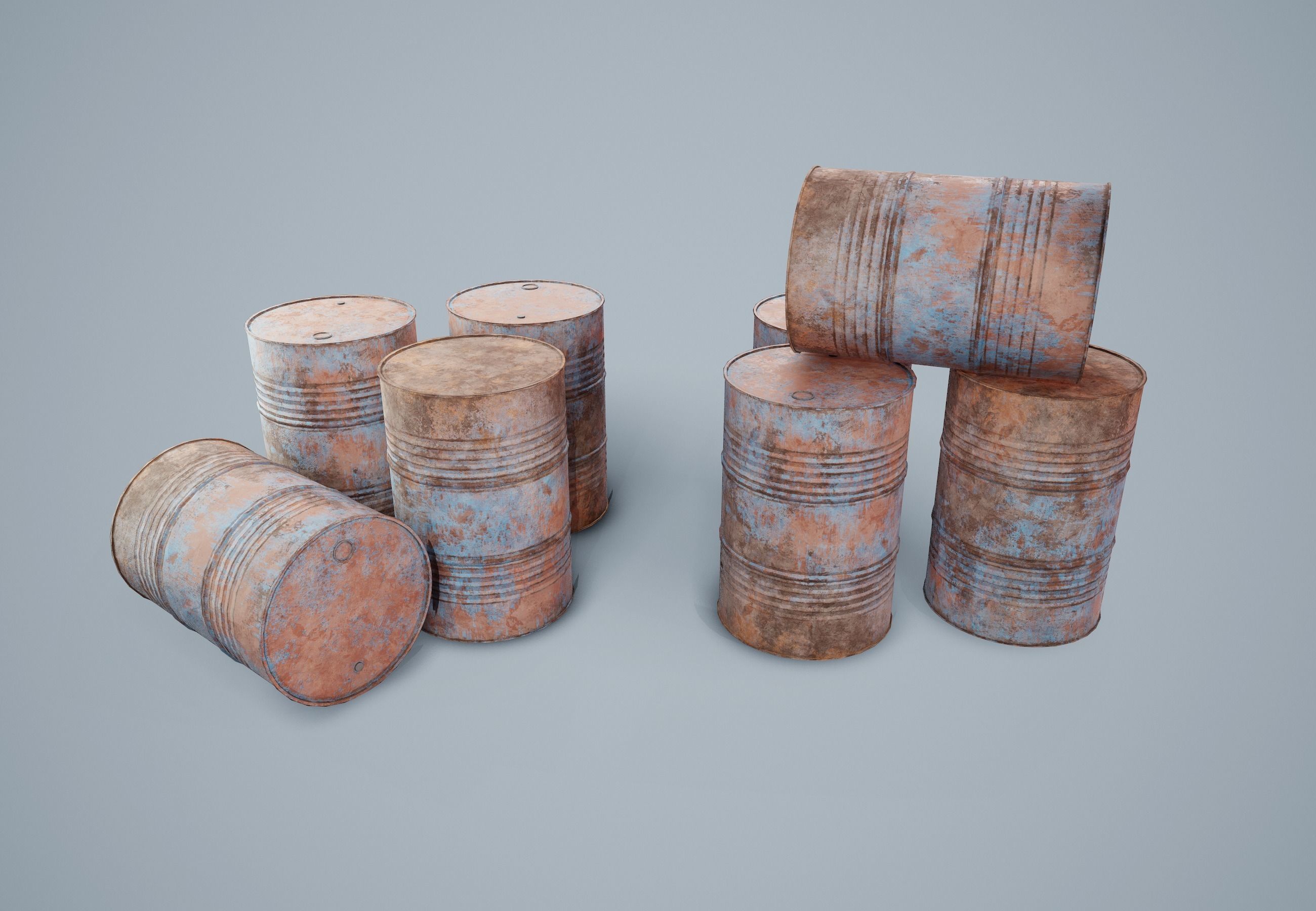 Oil Drum PBR Game Ready Low-poly 3D model_7