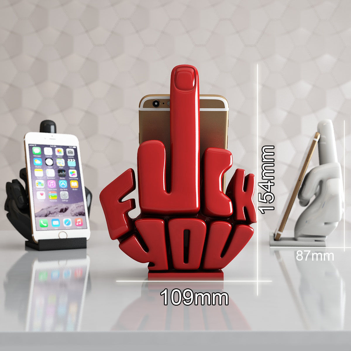 Phone stand middle finger 3D print model_7