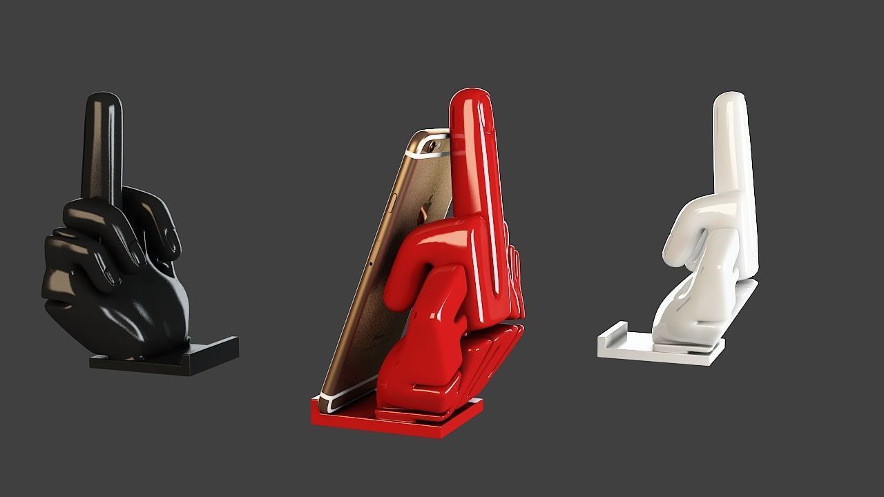 Phone stand middle finger 3D print model_5