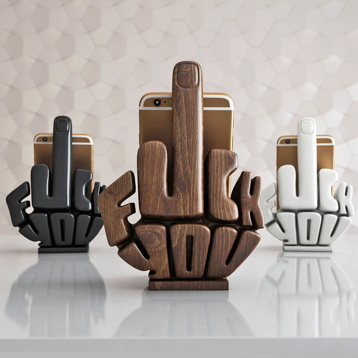 Phone stand middle finger 3D print model_3