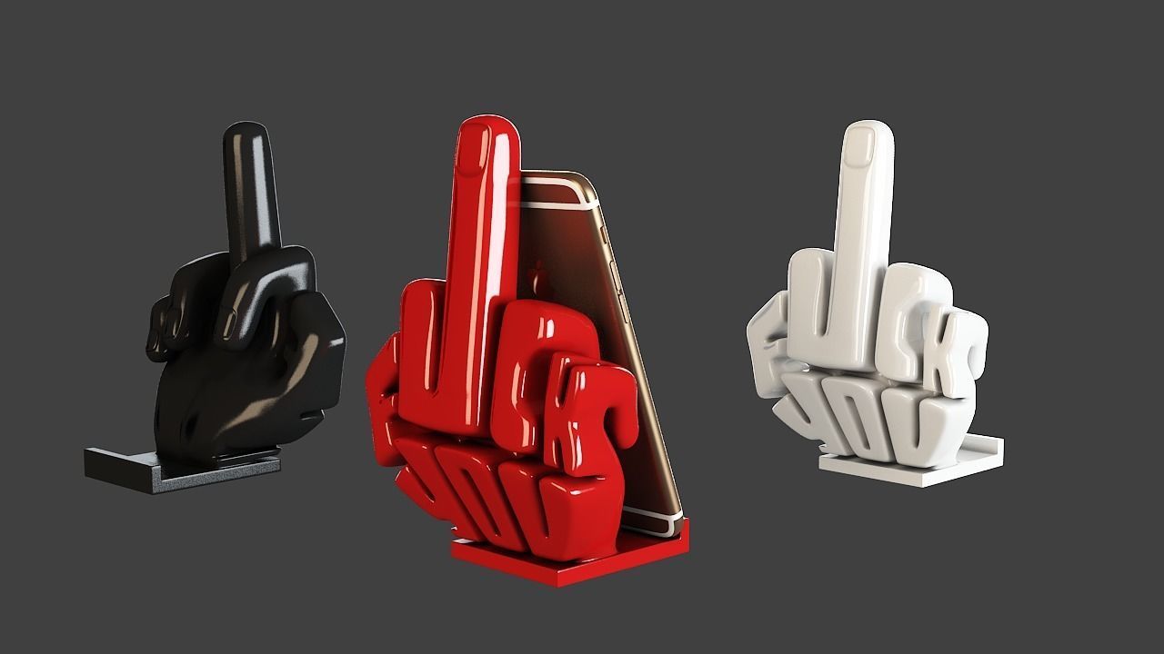 Phone stand middle finger 3D print model_10