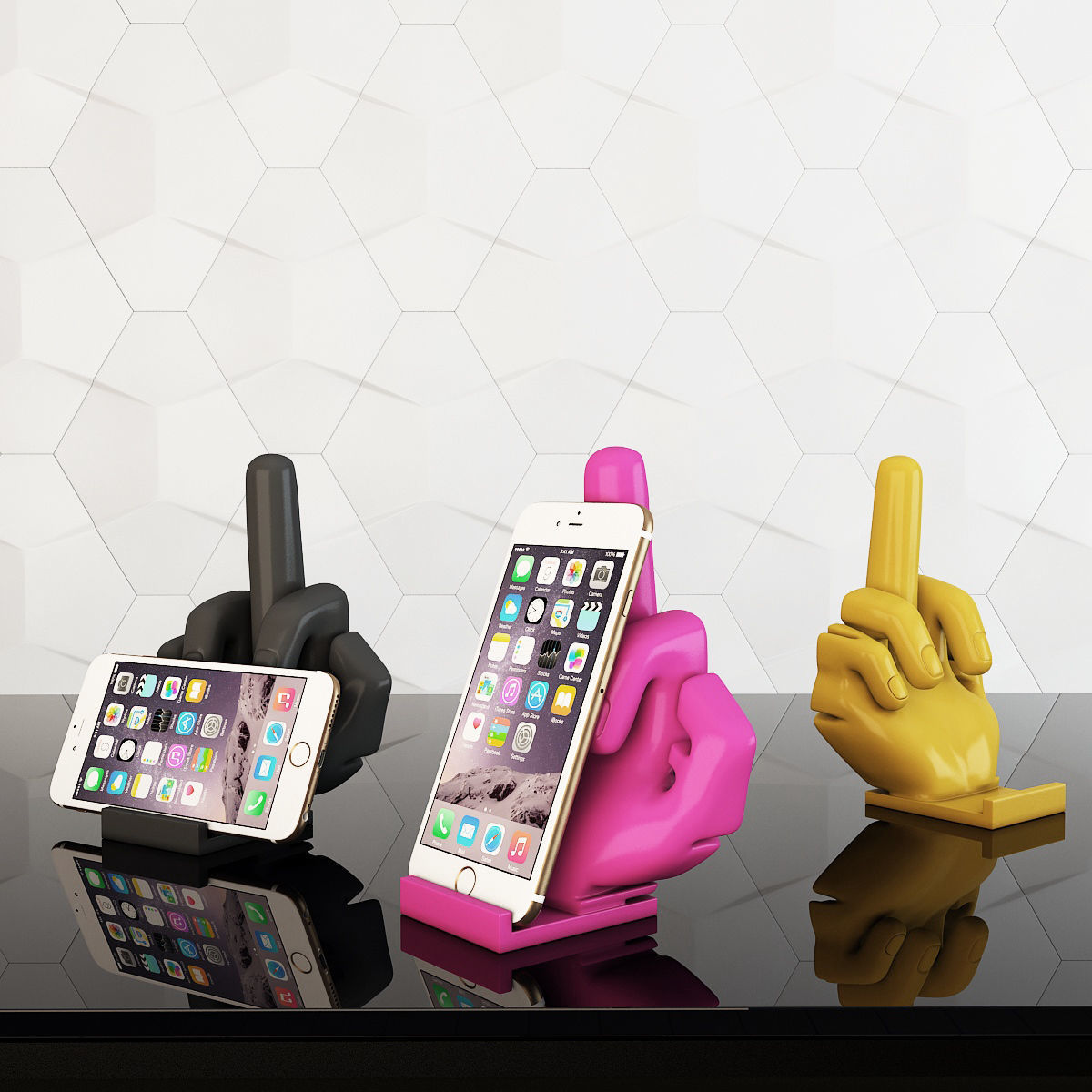 Phone stand middle finger 3D print model_4