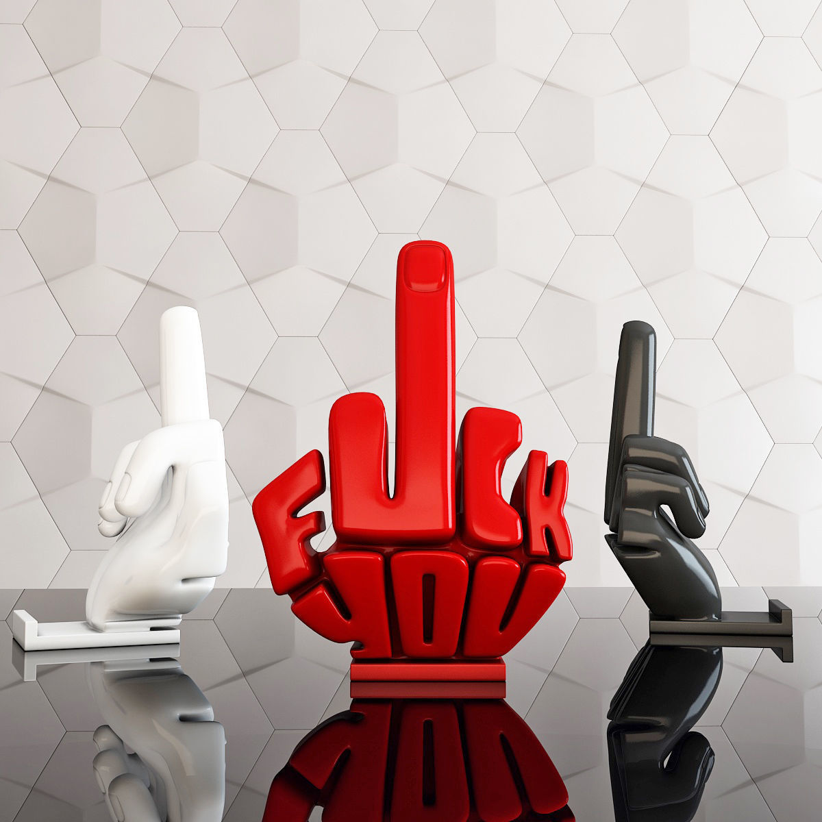 Phone stand middle finger 3D print model_11