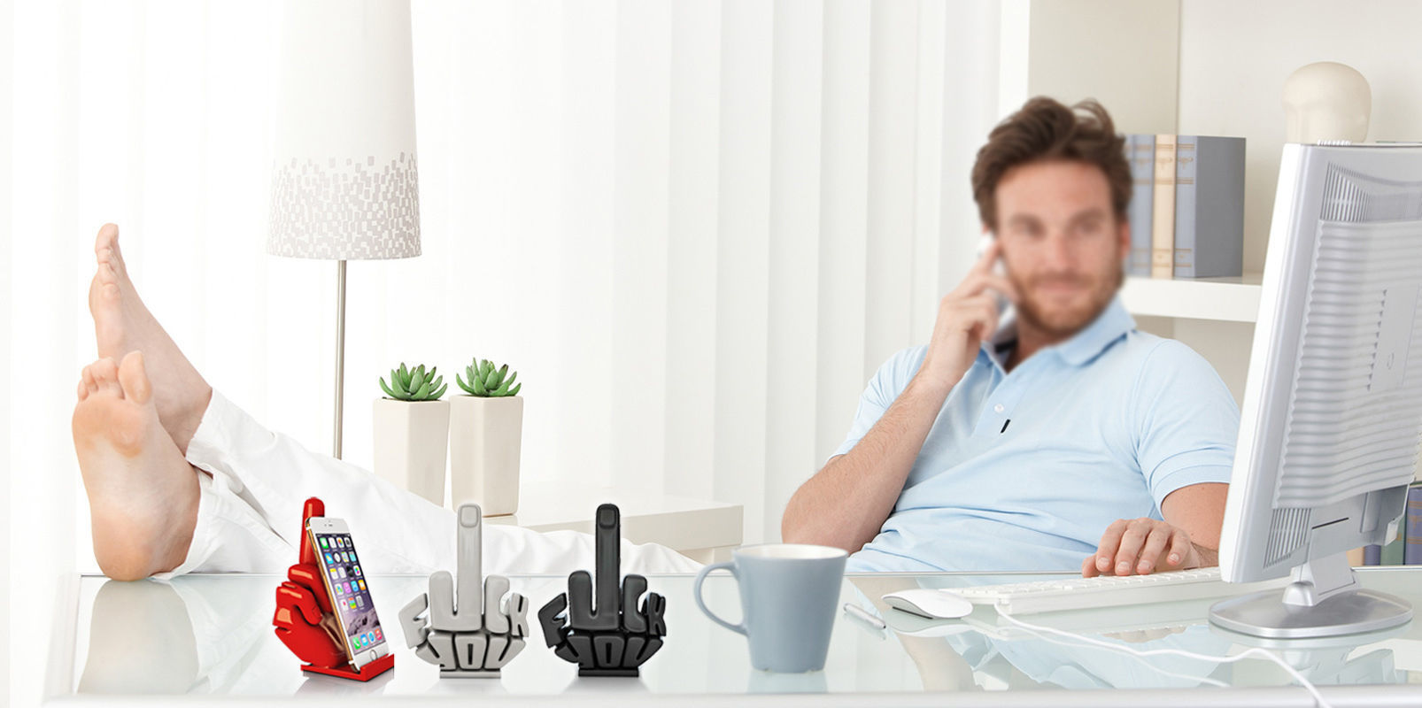 Phone stand middle finger 3D print model_9