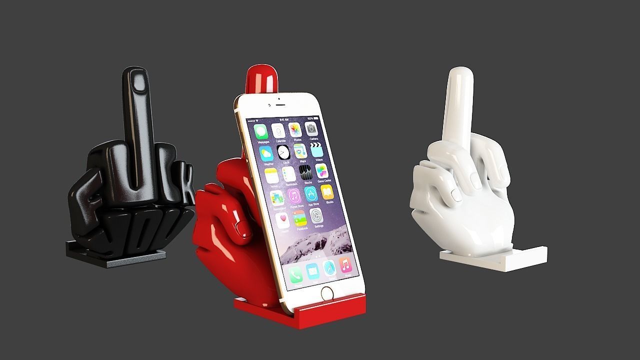 Phone stand middle finger 3D print model_6
