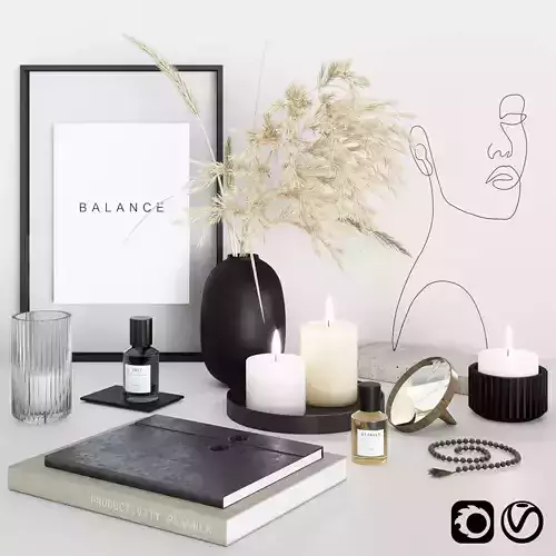 Decorative set with face sculpture