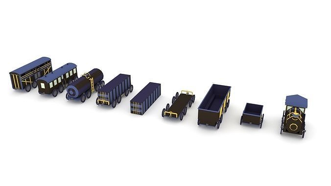 Low-Poly Cartoon Train Pack Free low-poly 3D model