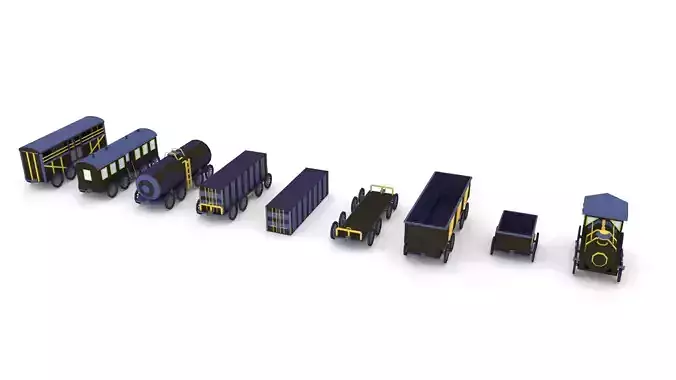 Low-Poly Cartoon Train Pack Free low-poly 3D model