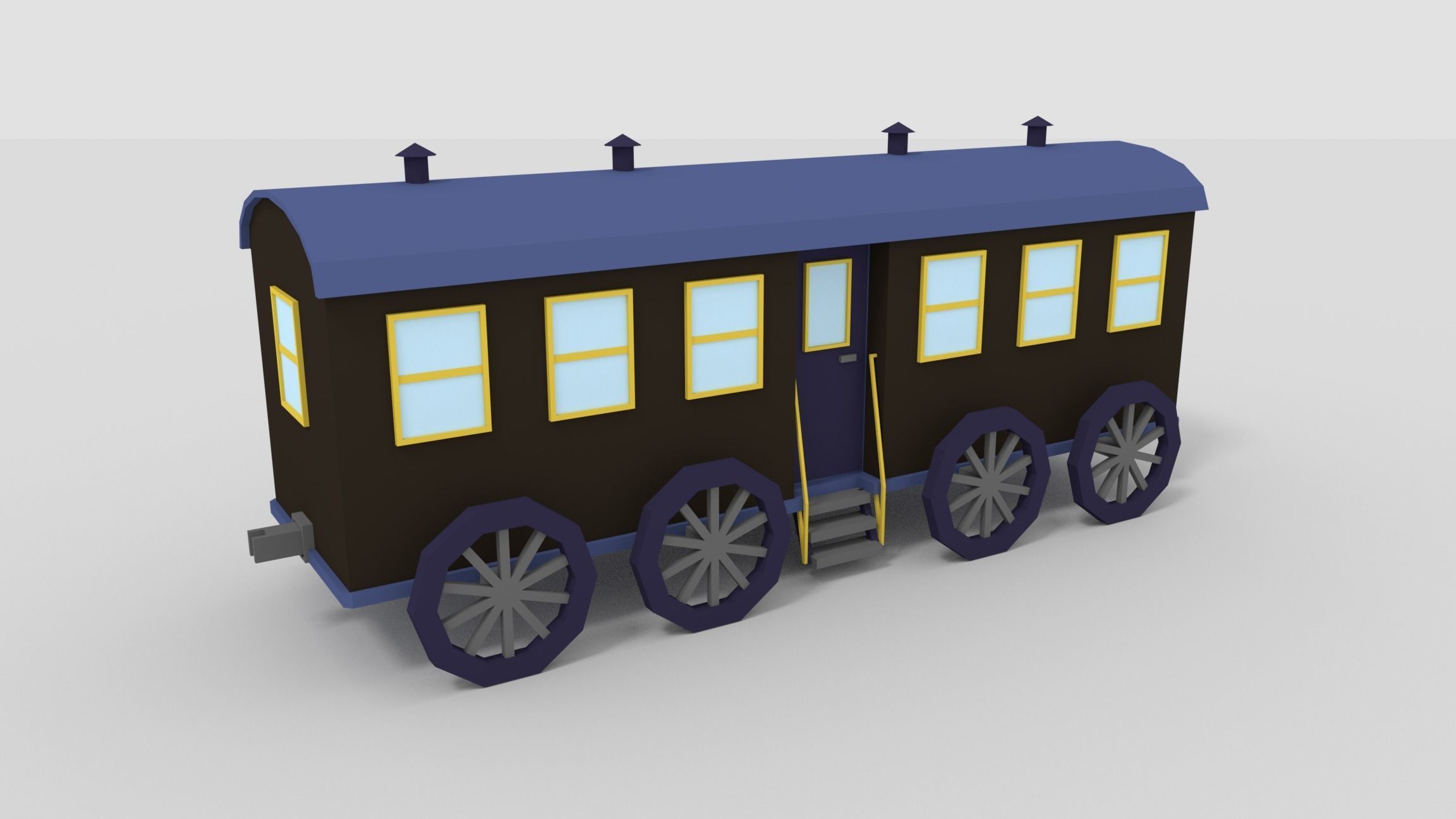 Low-Poly Cartoon Train Pack Free low-poly 3D model_8