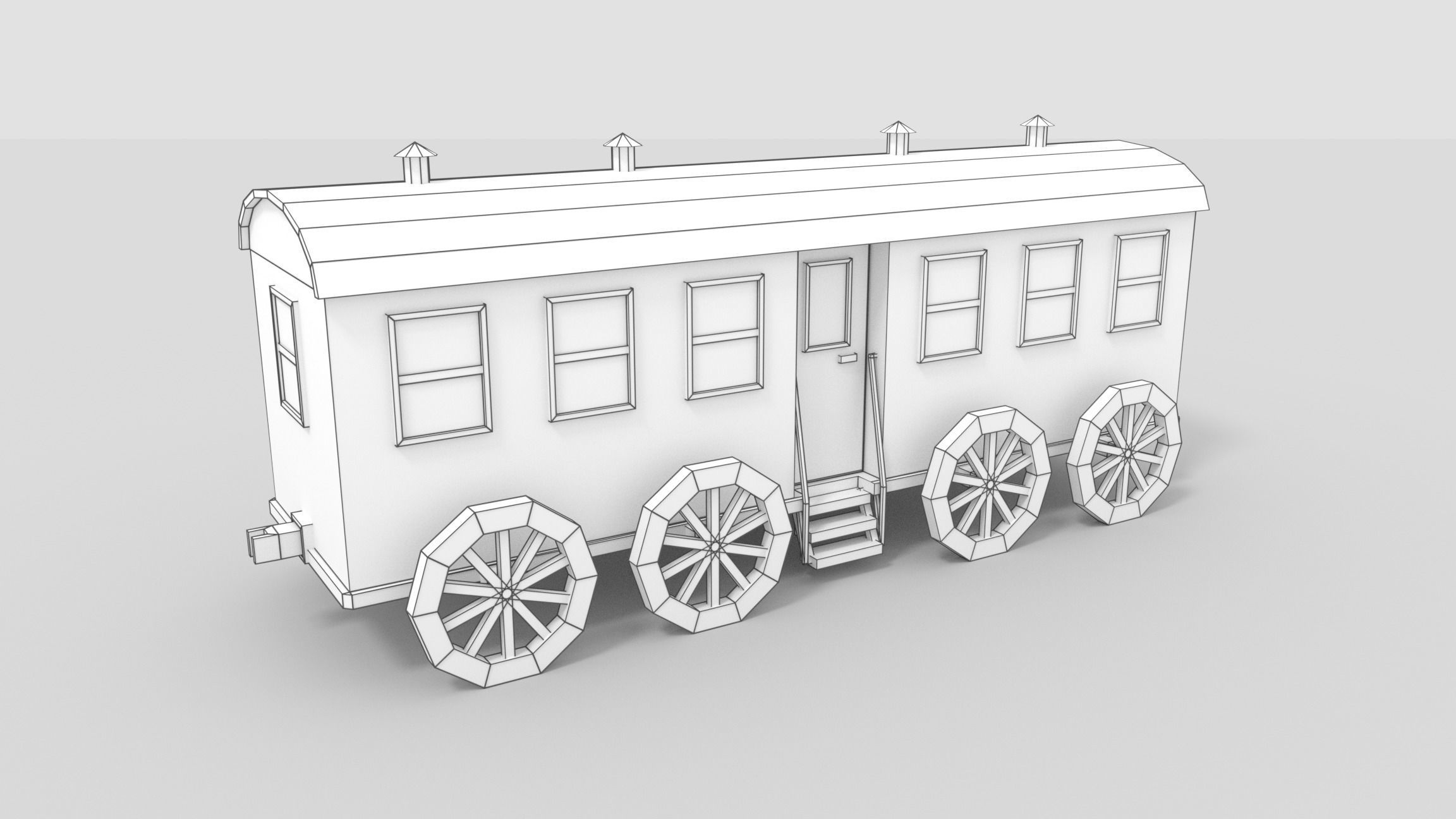 Low-Poly Cartoon Train Pack Free low-poly 3D model_9