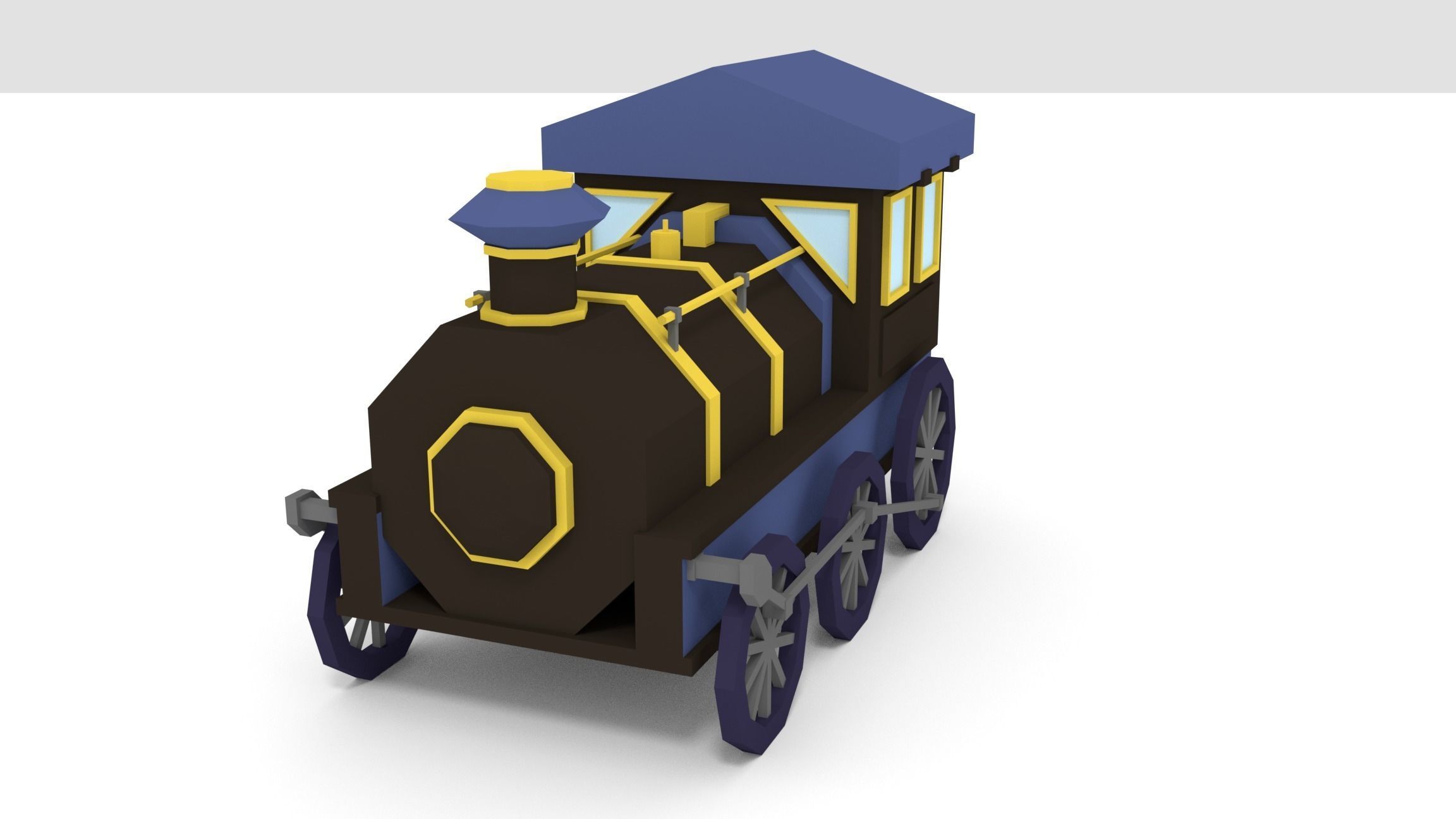 Low-Poly Cartoon Train Pack Free low-poly 3D model_11