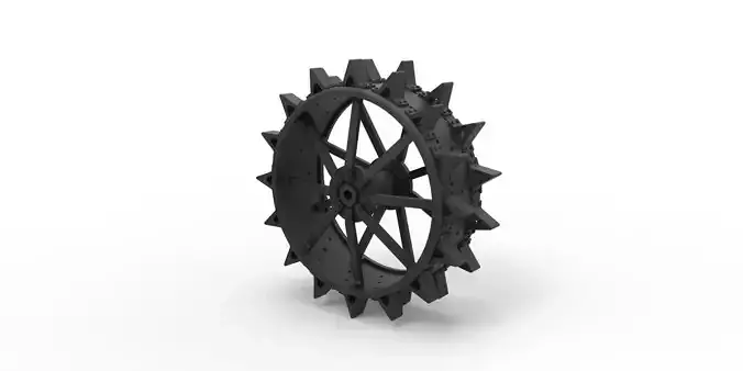 Rear wheel from old tractor 3D print model
