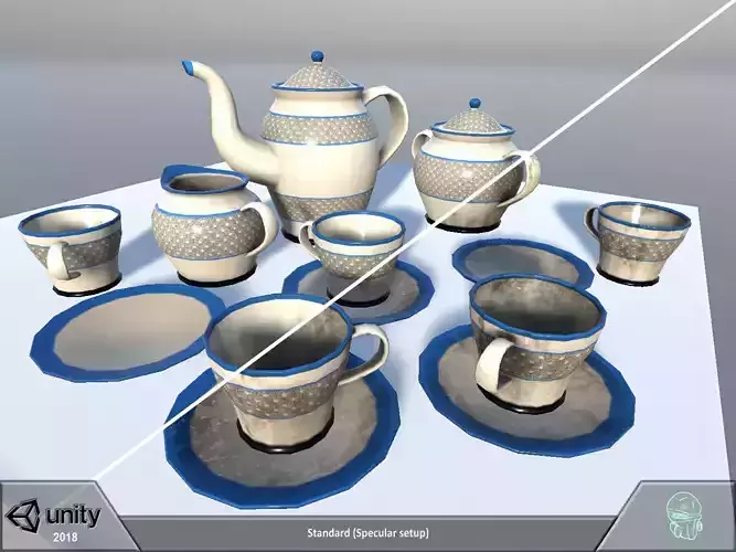 Tea coffee set Low-poly 3D model
