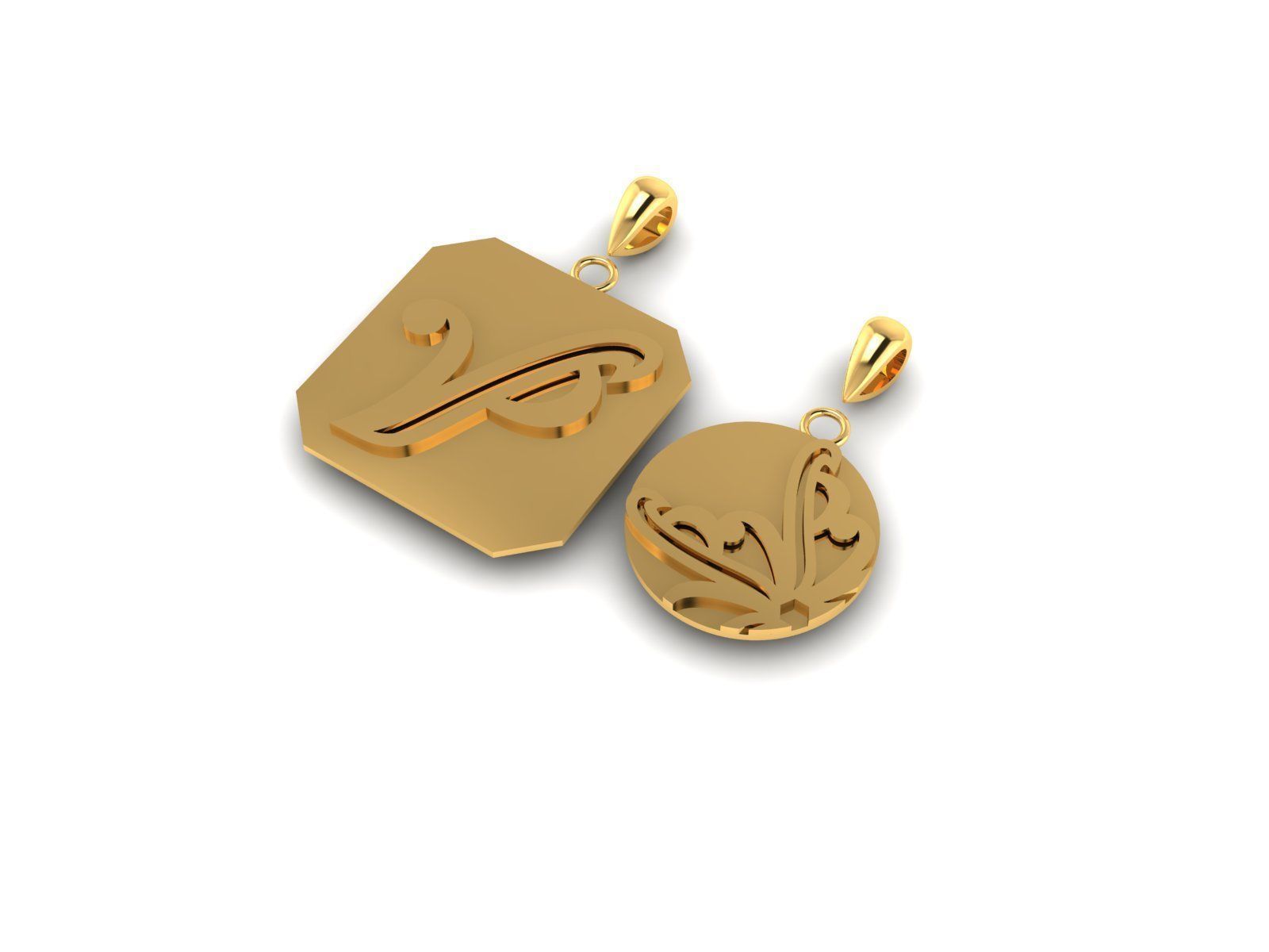 150 Plain Gold Ring Earrings Pendant 3dm stl render 3D print model_70