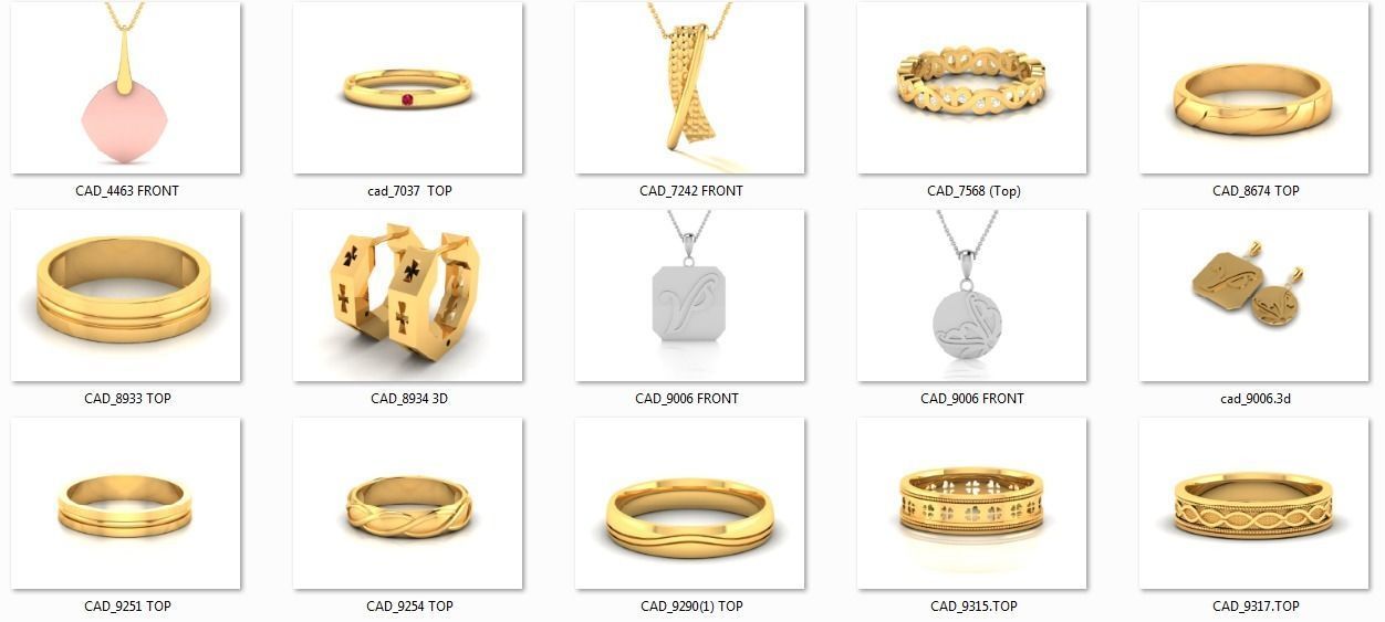 150 Plain Gold Ring Earrings Pendant 3dm stl render 3D print model_5