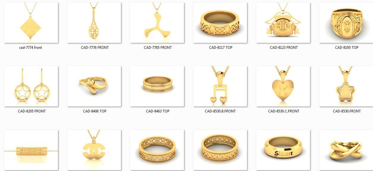 150 Plain Gold Ring Earrings Pendant 3dm stl render 3D print model_6