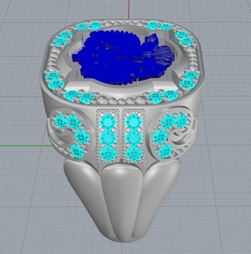 Ring Eagle Russian men diamond 3D print model_3