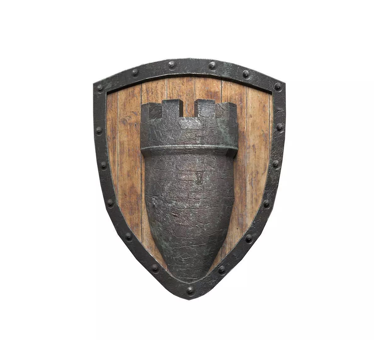 Shield 3D wooden Free low-poly 3D model