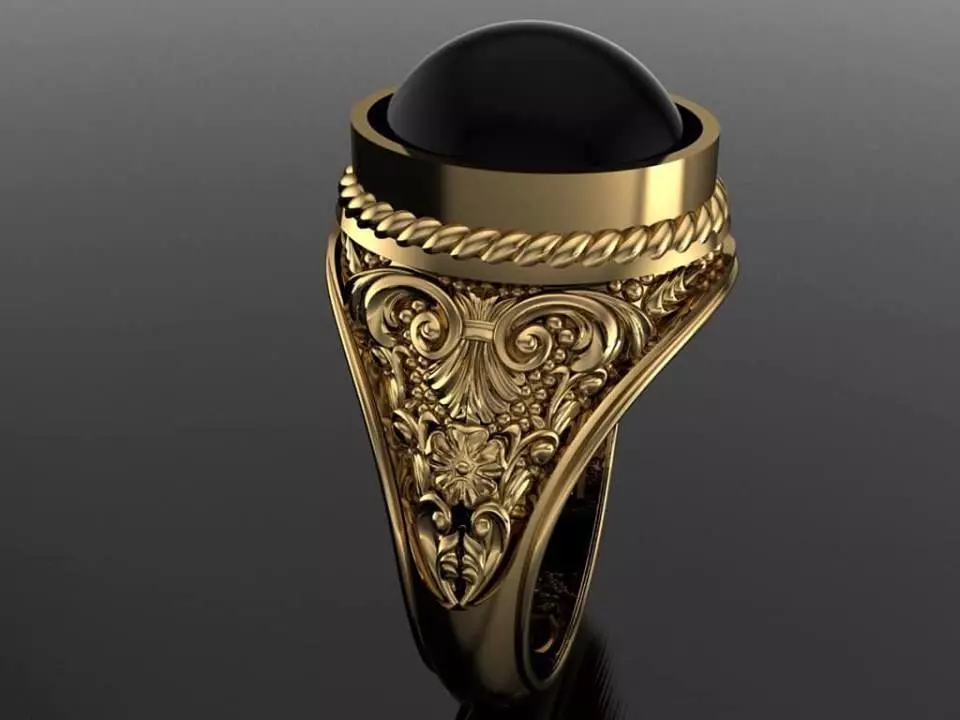 European Pattern ring 3D print model_0