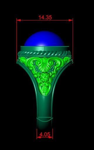 European Pattern ring 3D print model_3