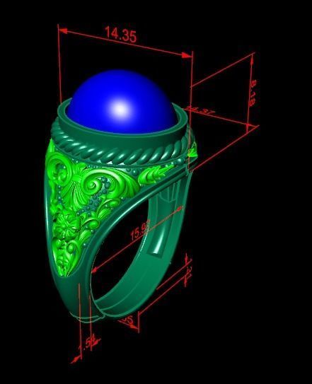 European Pattern ring 3D print model_4