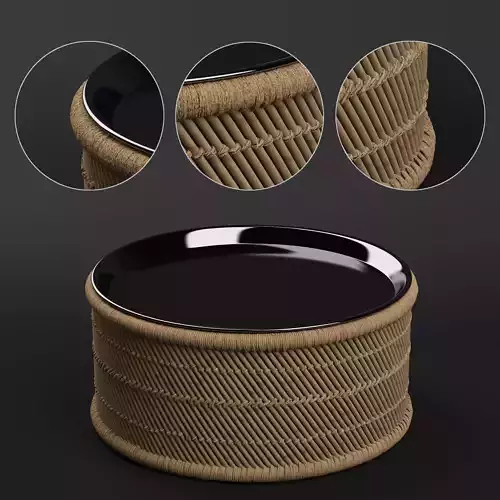 Market Round Navy Tray Bamboo Coffee Table