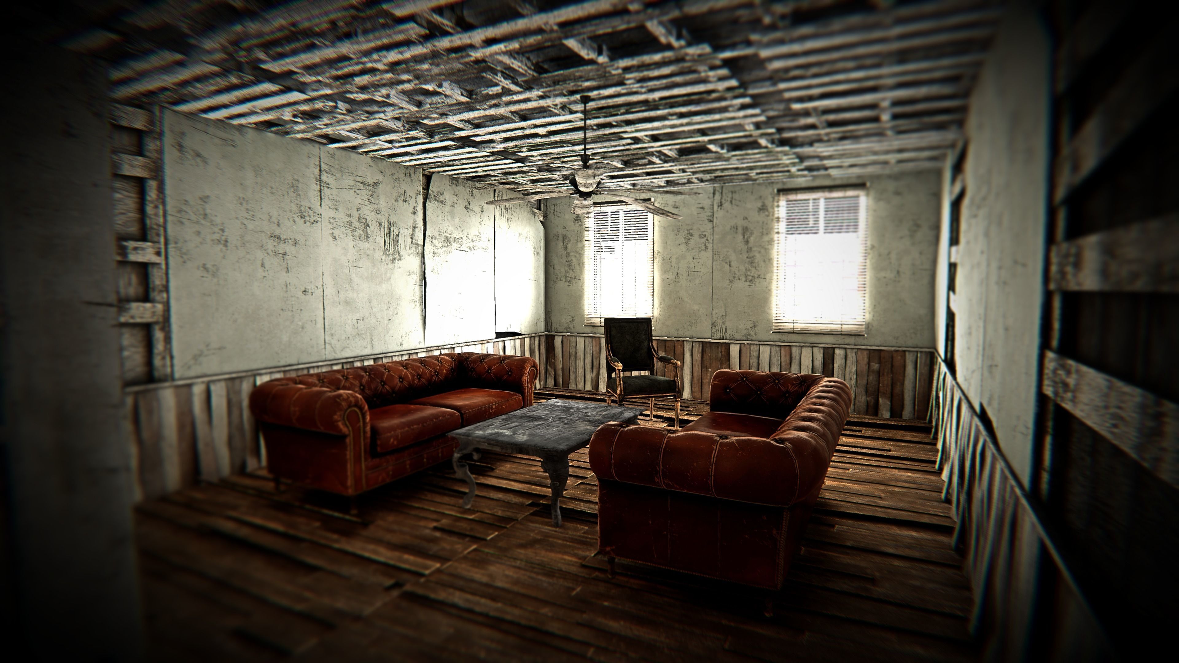 HQ Modular Abandoned Mansion Low-poly 3D model_1