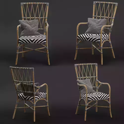 Criss Cross Black White Rattan Cafe Chair