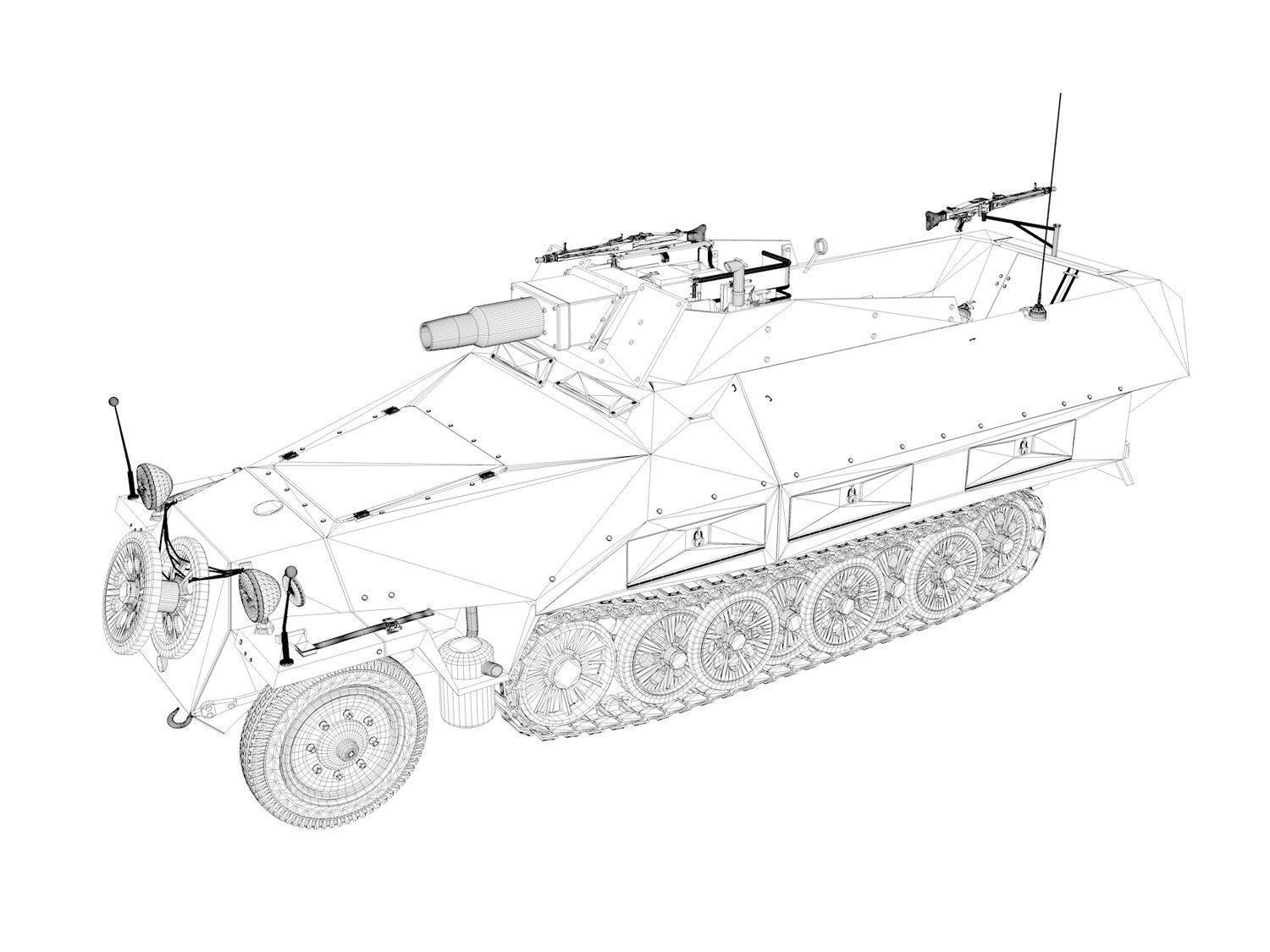 SDKFZ 251 - Ausf D - Stummel - 14 3D model_16