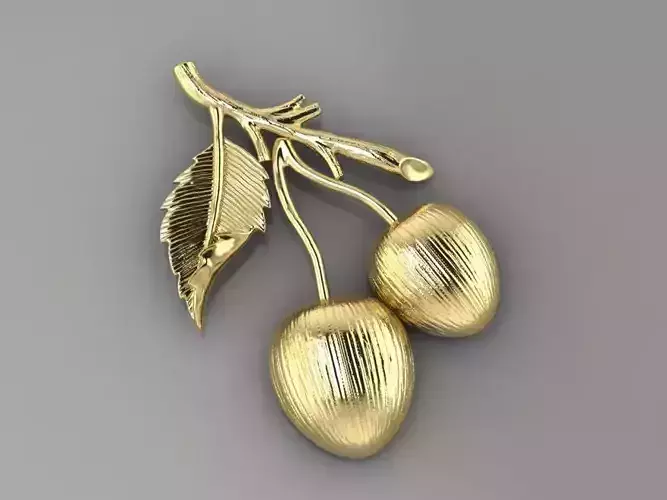 Suspension 6 gold leaf and cherry brooch