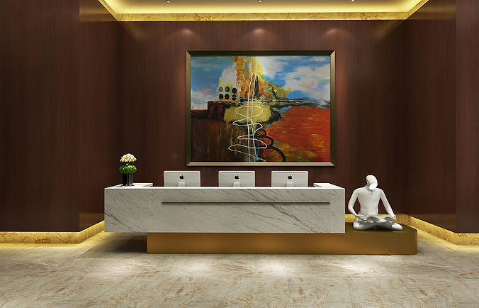 Modern Hotel Reception Area 3D model