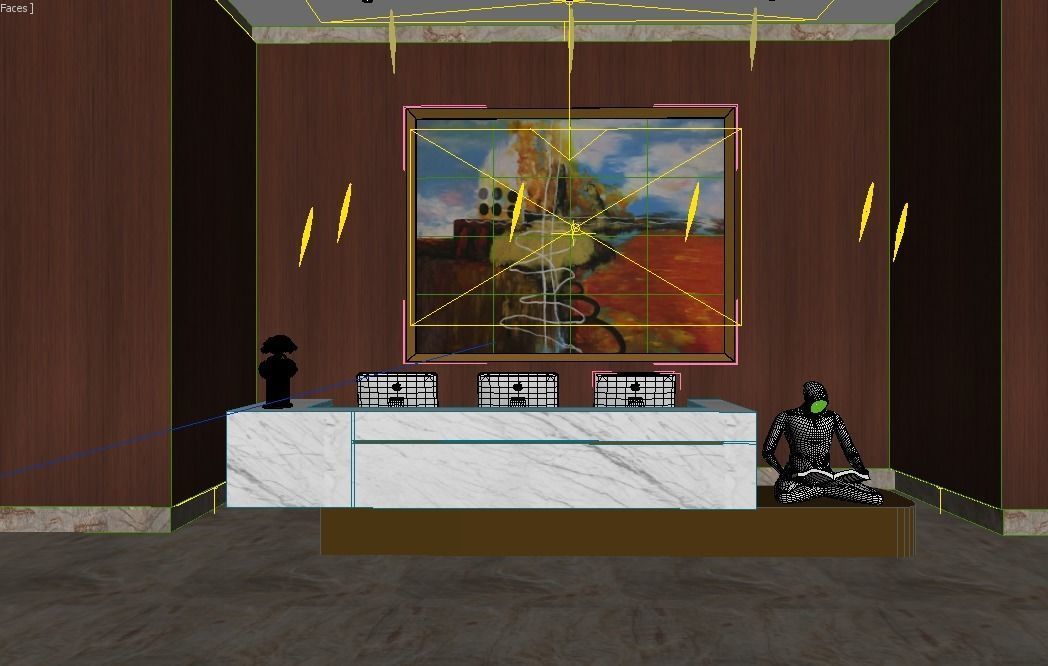 Modern Hotel Reception Area 3D model_2