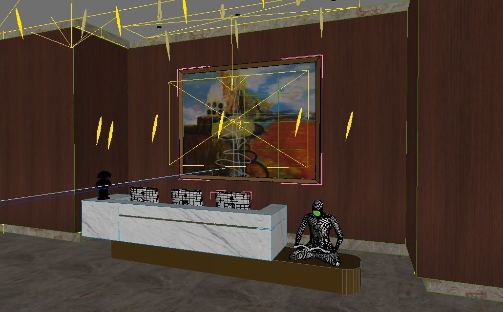 Modern Hotel Reception Area 3D model_3
