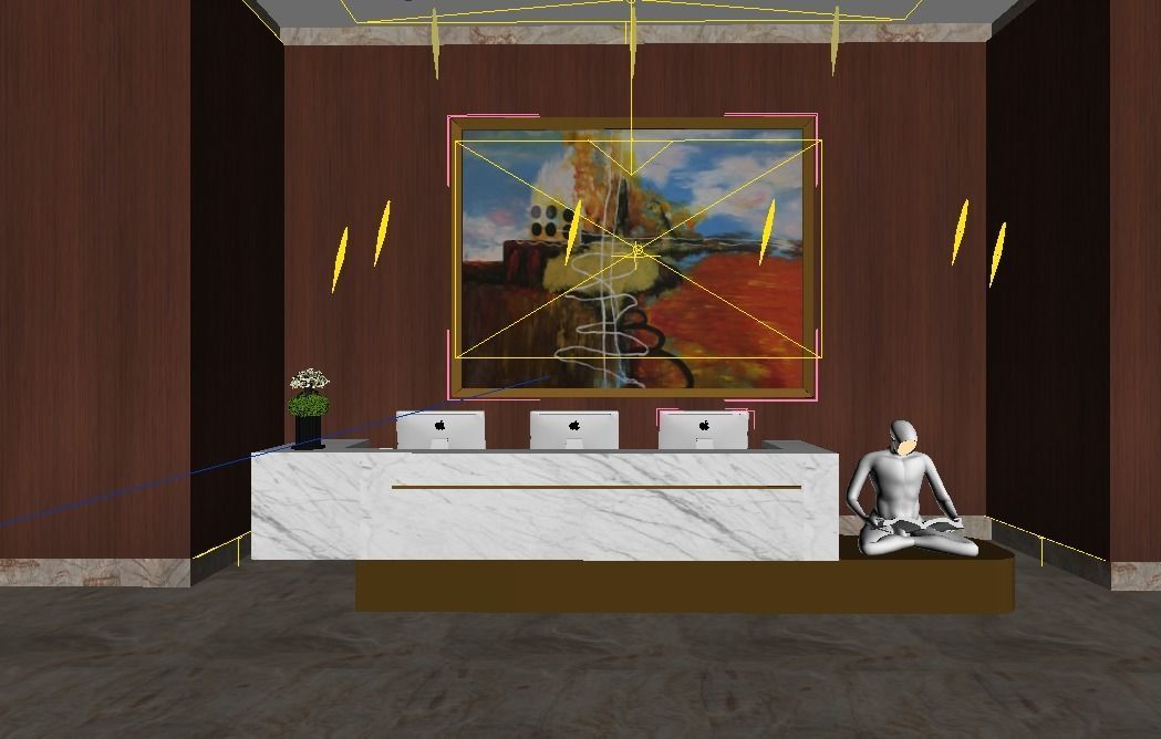 Modern Hotel Reception Area 3D model_1