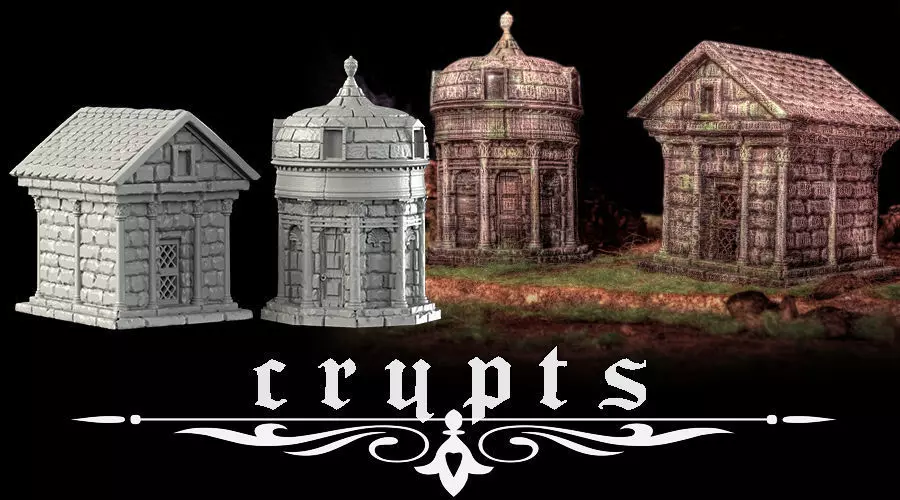 Crypts set of miniature buildings 3D print model