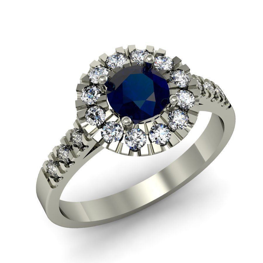 fashion ring with gems 3D print model_1