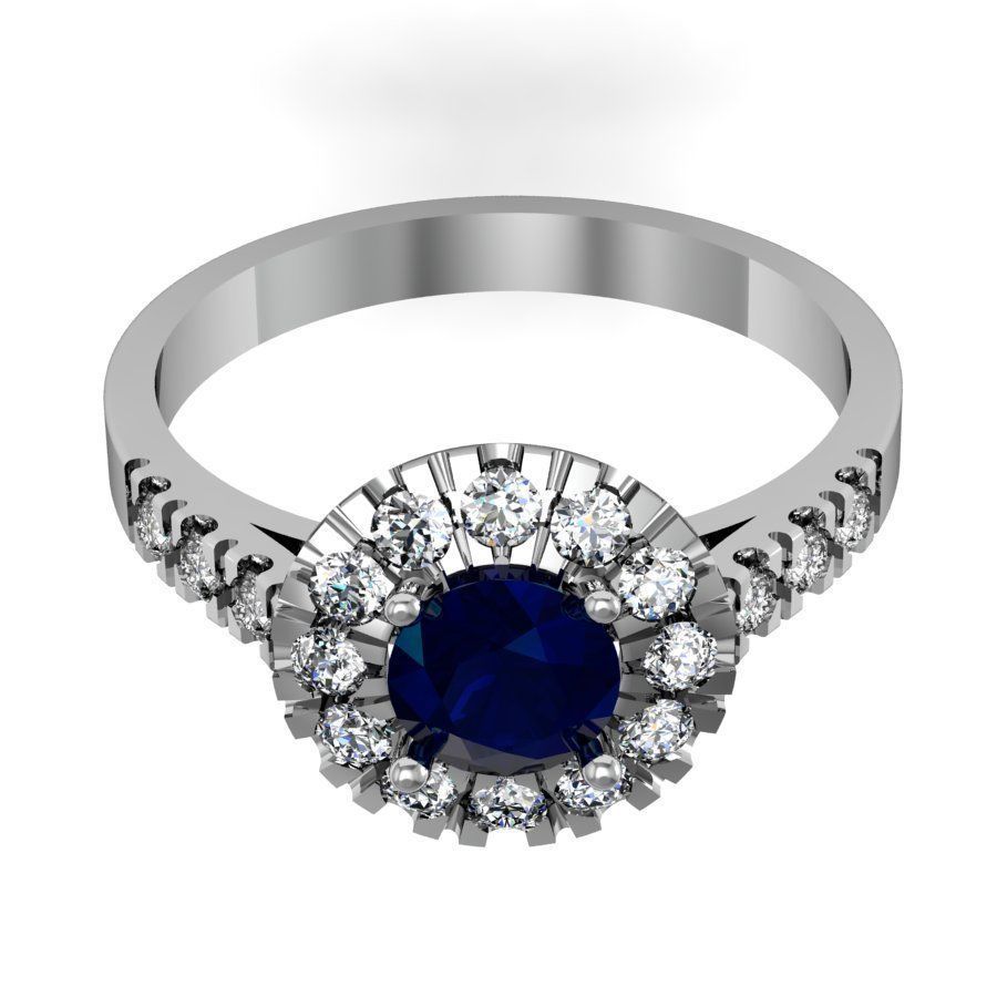 fashion ring with gems 3D print model_9